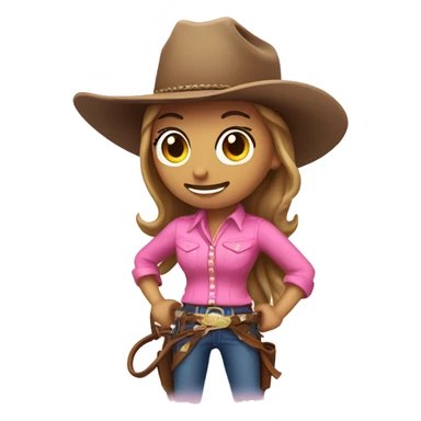 Cowgirl with a lasso and pink cowboy hat sticker