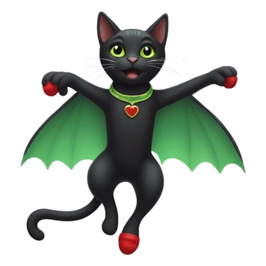 Black cat with green eyes flying in the sky without wings no wings with red cats shoes sticker