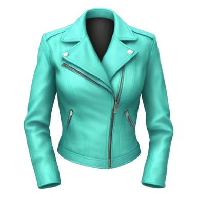 Realistic isolated open tiffany blue feminine fashion leather jacket. sticker