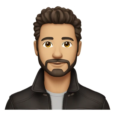 cool guy in leather jacket, dark brown hair and designer stubble beard sticker