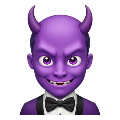 purple face devil with bowtie sticker