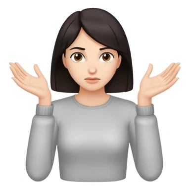 Woman with dark hair, both hands gripping downward as if holding onto something, isolated figure with no water sticker