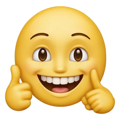Emoji tête jaune avec un sourire et le doigt à moitié devant les dents  sticker