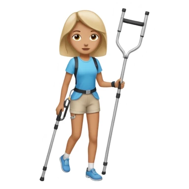 Girl on one crutch and hip brace falling sticker