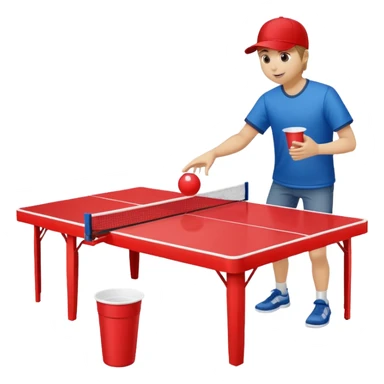 Beer pong table with somebody throwing a ping-pong ball into a red plastic cup sticker