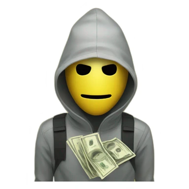 Yellow robber with bag of cash and mask sticker