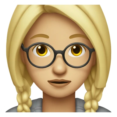 Blonde girl oy in glasses portrait being sick sticker