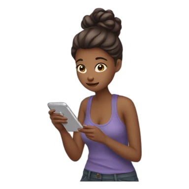 Girl scrolling phone sticker