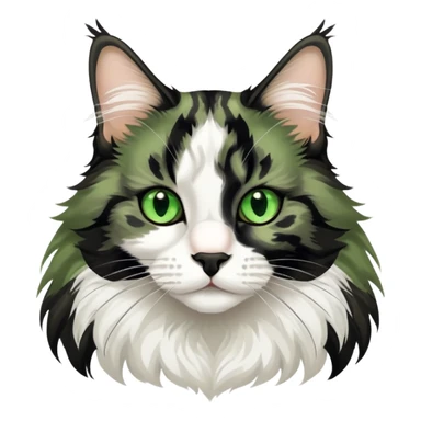 green eyed tuxedo maine coon with a black spot on the right of her nose with  sticker