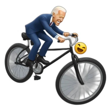 joe biden in a bycicle falling sticker