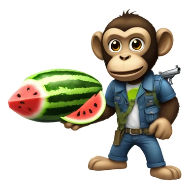 Monkey eating watermelon shooting gun and drinking koolaid sticker