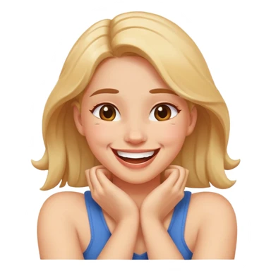 a girl laughing while holding her neck arms crossed sticker