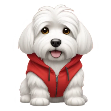 Coton de tulear wearing a red hoodie sticker