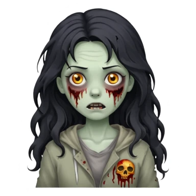 garota zumbi com cabelo preto ondulado longo  sticker
