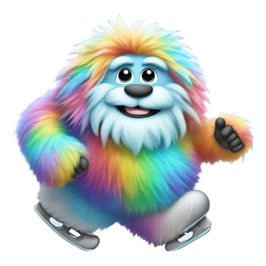 fat rainbow girl yeti ice skating  sticker