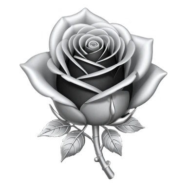 Black and silver filigree rose bud, 3D, extremely detailed design sticker