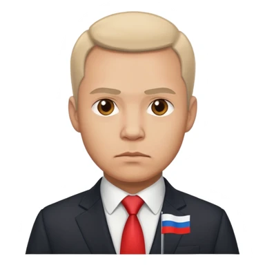 a male politician in a business suit with a Russian flag sticker