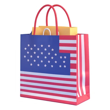 shopping bag with USA flag pattern sticker