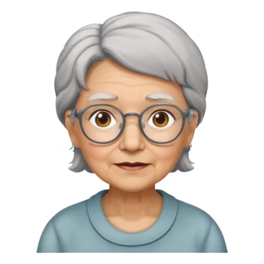 grandmother with glasses and gray hair, grizzle half body sticker