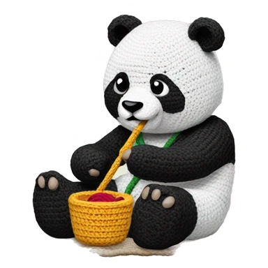 panda crocheting sticker