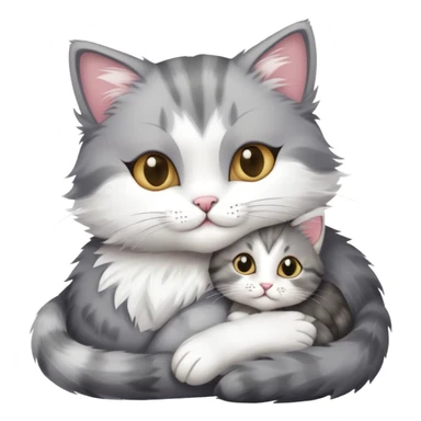 mother cat cuddling a kitten with a card for Nan sticker