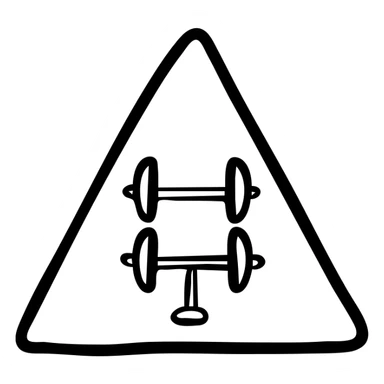 triangle shape gym icon, hand drawn black outlined style sticker