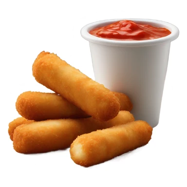 Six mozzarella sticks with a ramekin of marinara sticker