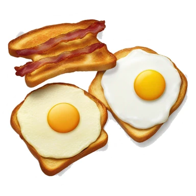 “Two fried eggs, crispy bacon, and buttered toast on a plate.” sticker