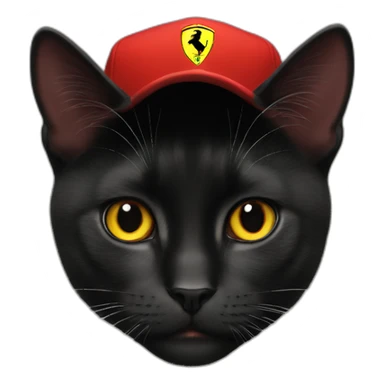 Black cat with f1 Ferrari red cap  sticker