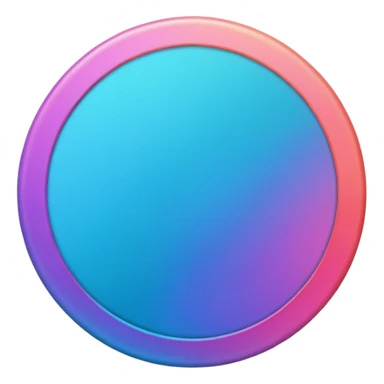 Credit coin in gradient of turquoise, blue, pink, purple, and coral as the main surface sticker