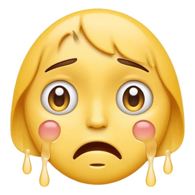 Flat crying emoji, loudly crying face like 😭, big sad eyes with tear streams from both eyes, open crying mouth, yellow flat vector style, minimal shading, modern emoji icon, transparent background, clean outline, soft glossy highlights sticker