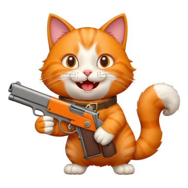A cat with a gun laughing sticker