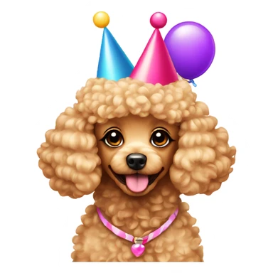 Blonde toypoodle with birthdayhat sticker