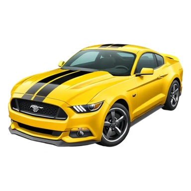 Ford Mustang with center black strip design and in written 309 and in front real pony logo in yellow colour  sticker