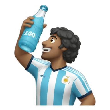 man in argentina soccer uniform standing up cheering and drinking mate sticker