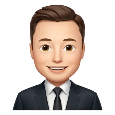 Elon Musk's face in iOS memoji style, smiling expression sticker