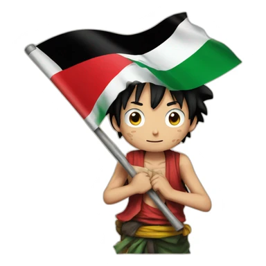 Luffy-holding-palestinian-flag sticker