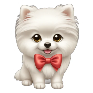 White Pomeranian puppy bow sticker