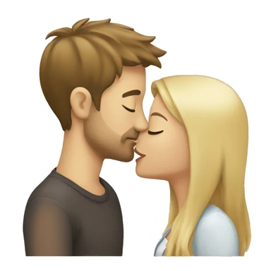 blonde girl kissing brunette guy sticker