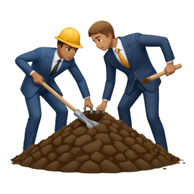 a guy in a suit digging and another suspicious guy trying to prevent him from digging sticker