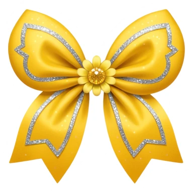 yellow flower bow with glitter sticker