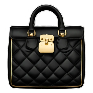“Create a sticker of a black quilted Miu Miu bag with gold lettering sticker