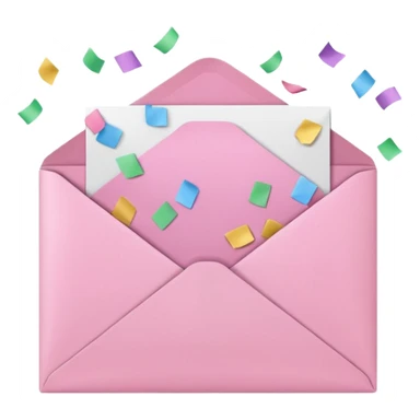 pink envelope with confetti sticker