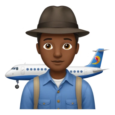 Visage homme créole réunionnais avec chapeau arrive avion sticker