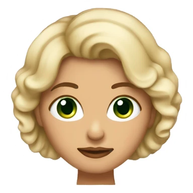 mujer con pelo bob ondulado cejas gruesas y arqueadas, ojos verdes, labios finos, piel mediana  sticker