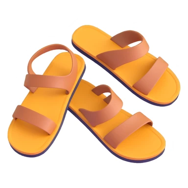 Sandal sole with two straps, minimal detail, 3D iPhone emoji style, matching the angle of the reference image, viewed from the bottom. sticker