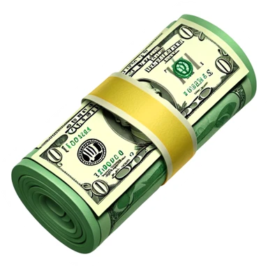 a single rolled US dollar bill, 3D style, no backgrou sticker