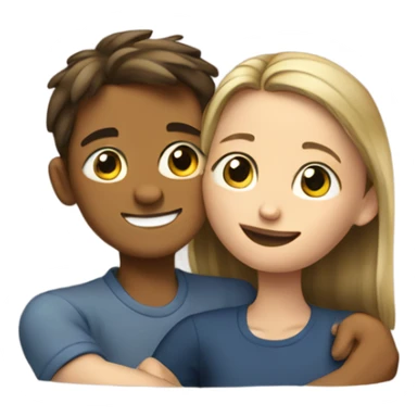 Create a picture where a twelve-year-old boy hugs a twelve-year-old girl sticker