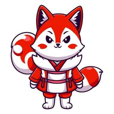 Azur Lane Akagi kitsune girl with red and white outfit and multiple fox tails sticker