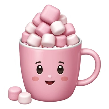 Kakao in pinker Tasse mit pink weißen mini marshmallow. OHNE Gesicht!!!, ästhetisch sticker